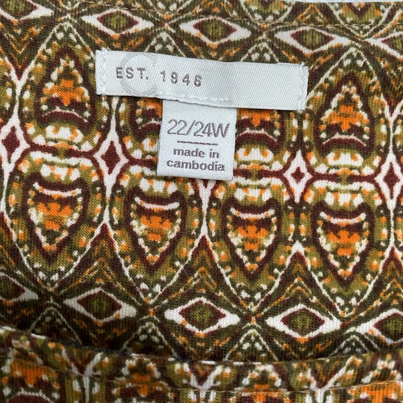 CATO EST. 1946 Women’s Plus Size Blouse Top Dolman Sleeve Brown Print Sz 22/24W - Picture 5 of 9